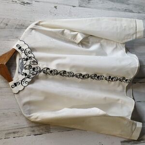 VTG 70s Russ Embroidered Front Button Up Blouse Teen Girls Size 14 w/Tag USA